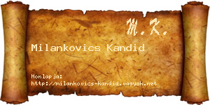 Milankovics Kandid névjegykártya